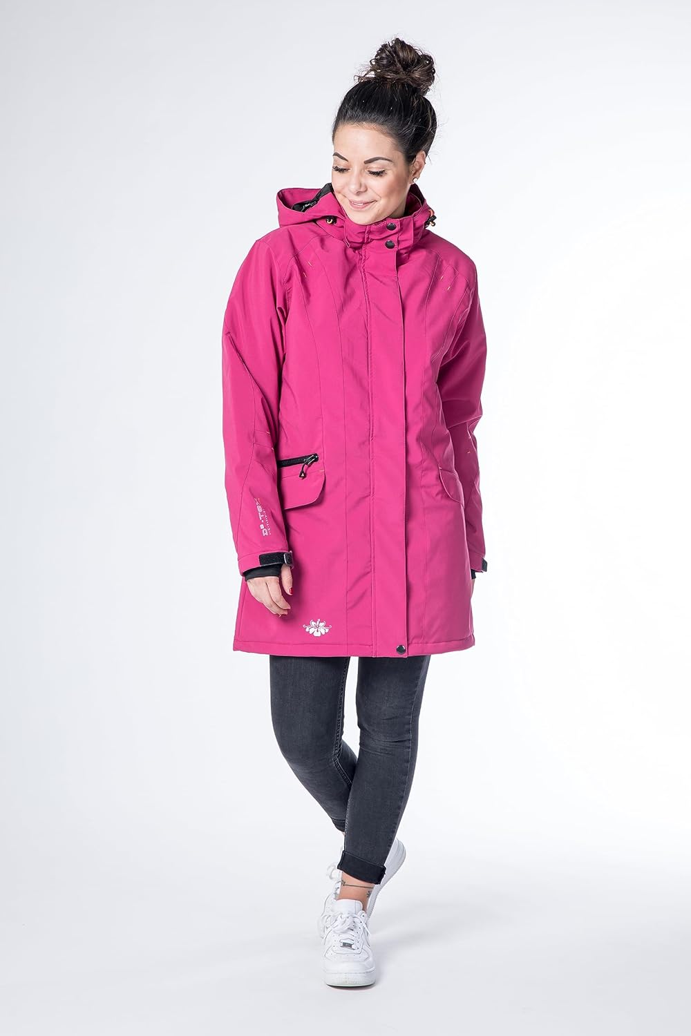 Damen Winterjacke Skijacke mit Abnehmbarer Kapuze Gefüttert Wasserdicht Wetterfest Windbreaker Überg