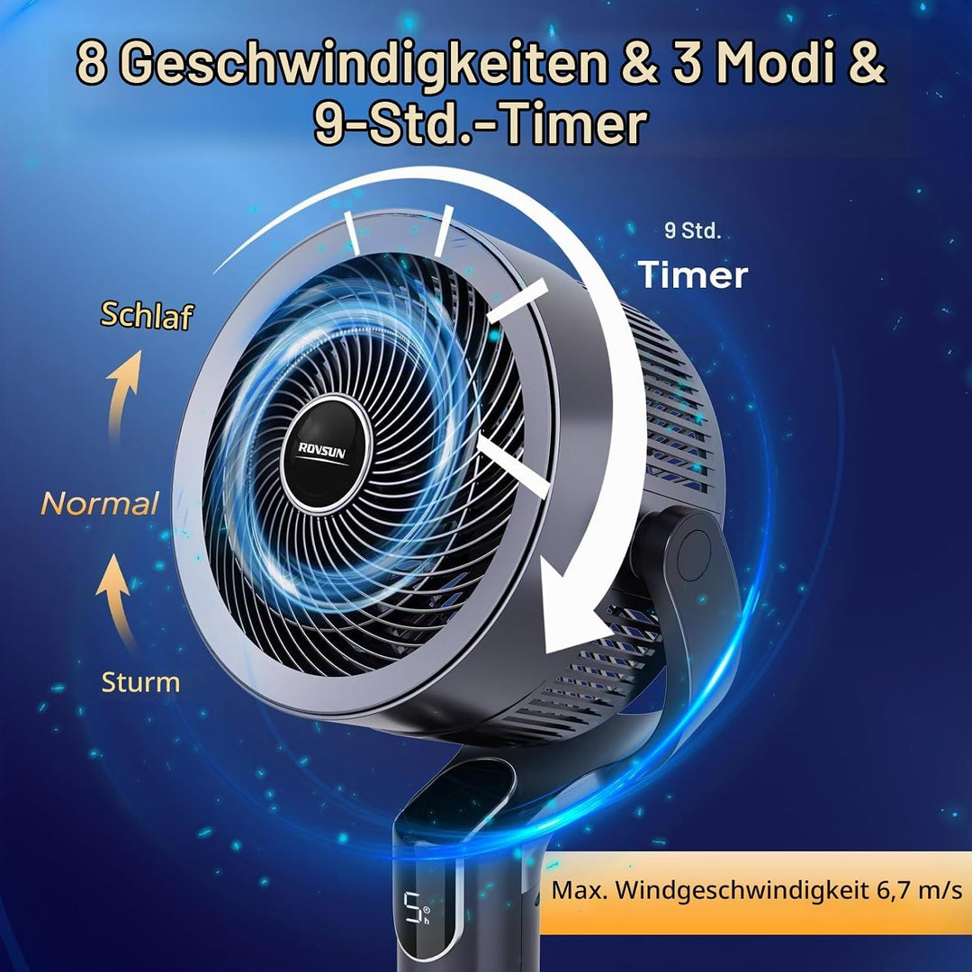 Bonnlo 3 in 1 Standventilator mit Fernbedienung &amp; 9H-Timer, Ventilator Leise mit 8 Windstufen, 3 Mod