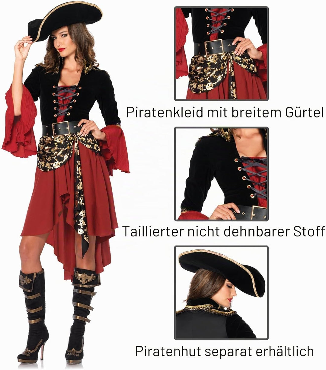 LEG AVENUE 85214 - Cruel Seas Captain Kostüm Set Grösse: S (EUR 36), Grösse: S (EUR 36)