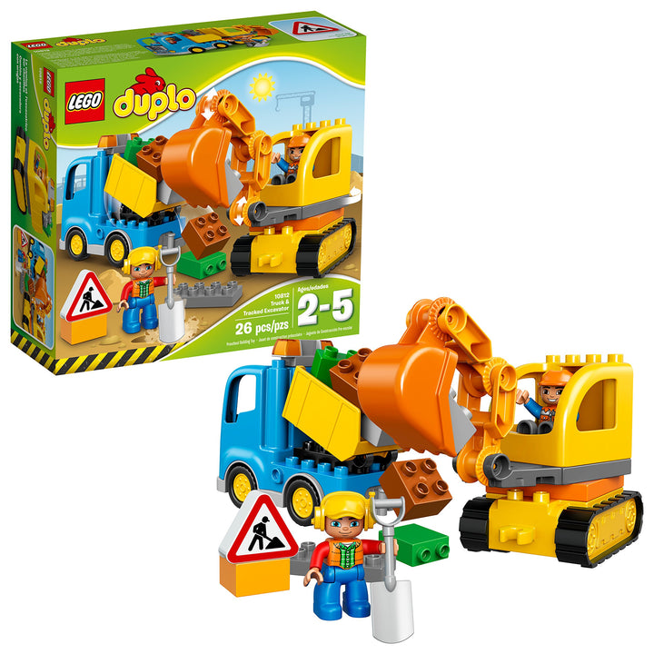 LEGO DUPLO Town 10812 Truck & Tracked Excavator Building Kit (26 Piece) by LEGO
