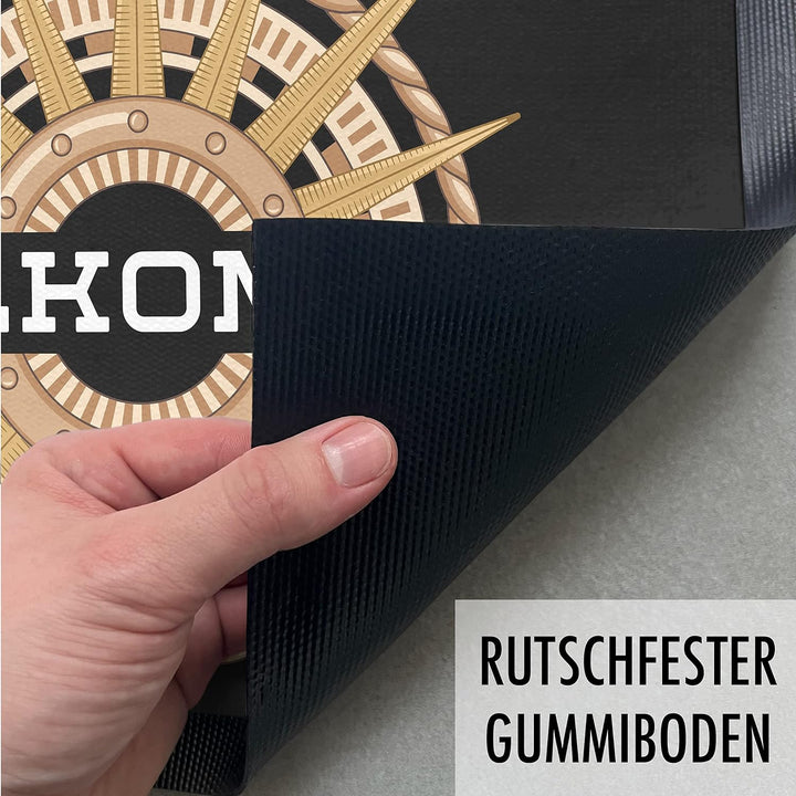 Trendation - Willkommen Fussmatte Grafik Schmutzfangmatte Geschenk Aussen Innenbereich 60x40 cm Wasc
