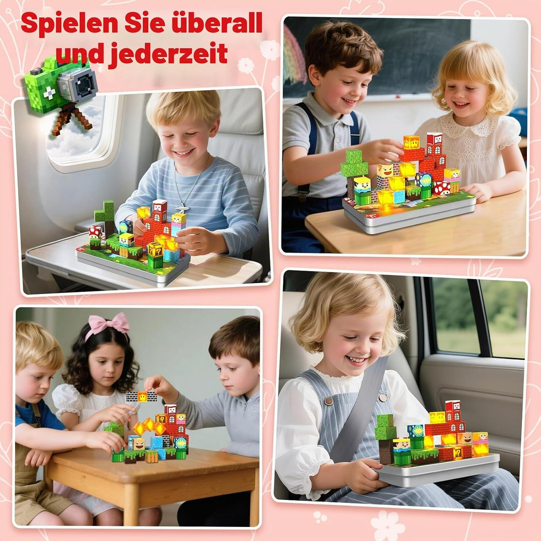 ToyUnited Magnetische Bausteine Reiseset 45 PCS in Metallbox, Mini Reisespielzeug ab 3 Jahren – Trag