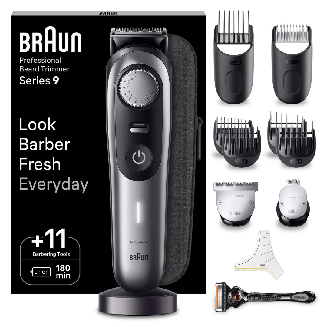 Braun Barttrimmer, Trimmer/Haarschneider Herren, Haarschneidemaschine Profi, 40 Einstellungen, Lades