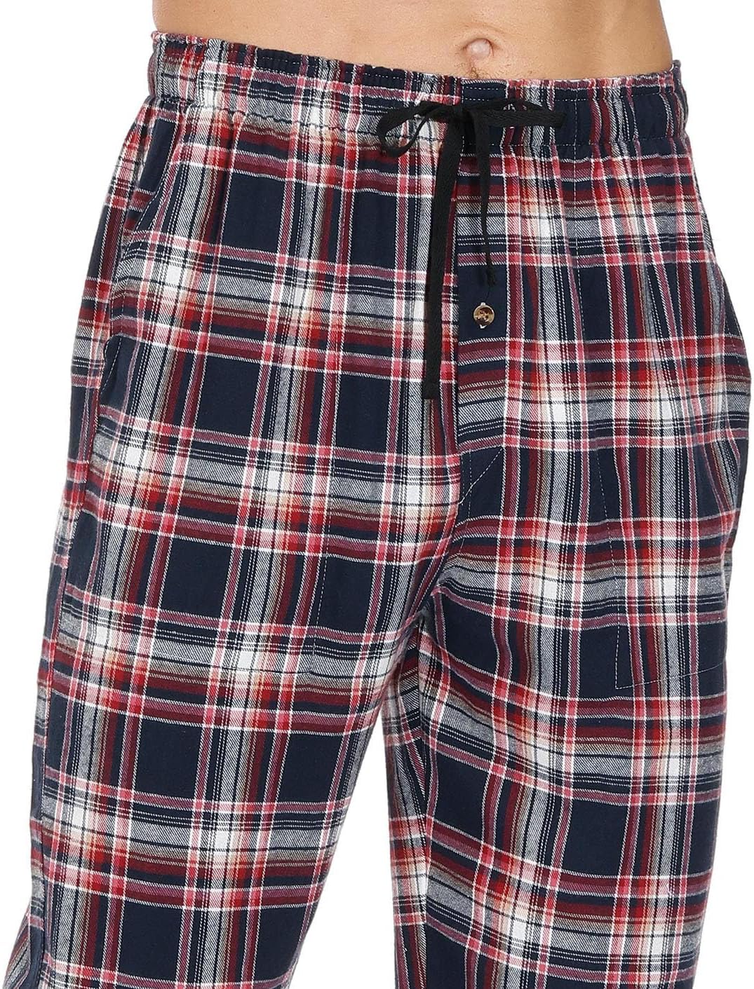 MoFiz Herren Pyjamahose Warm Lang Baumwolle Weich Schlafanzughose Kariert Winter Nachtwäsche Freizei