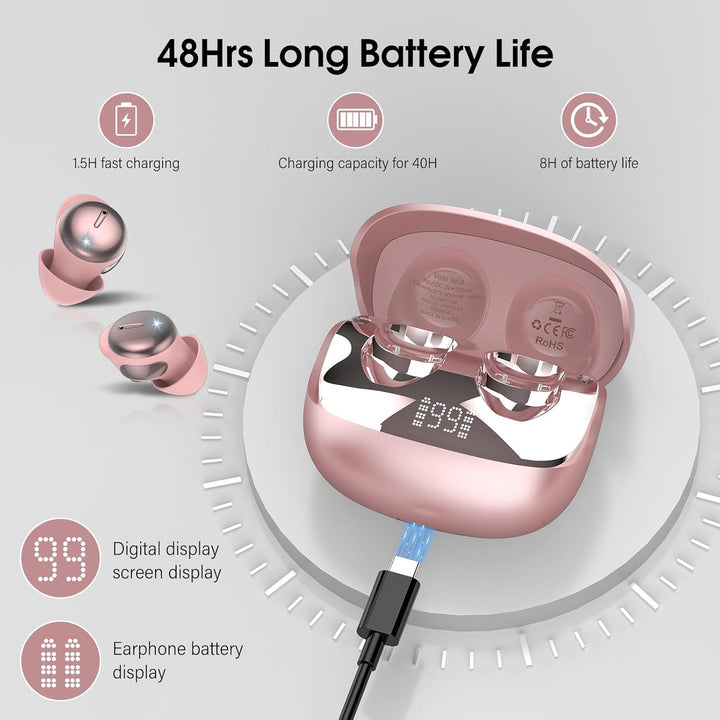 In Ear Kopfhörer, Hi-Fi Klang Schlafkopfhörer, Kabellose Kopfhörer Bluetooth 5.4 mit 4 ENC Mikrofone