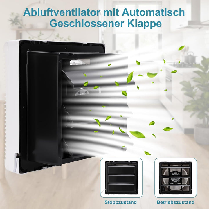 Shutter Ventilation Fan, leiser Lüftungsventilator mit 2,5 m Netzkabel, ideal für Zuhause Badezimmer