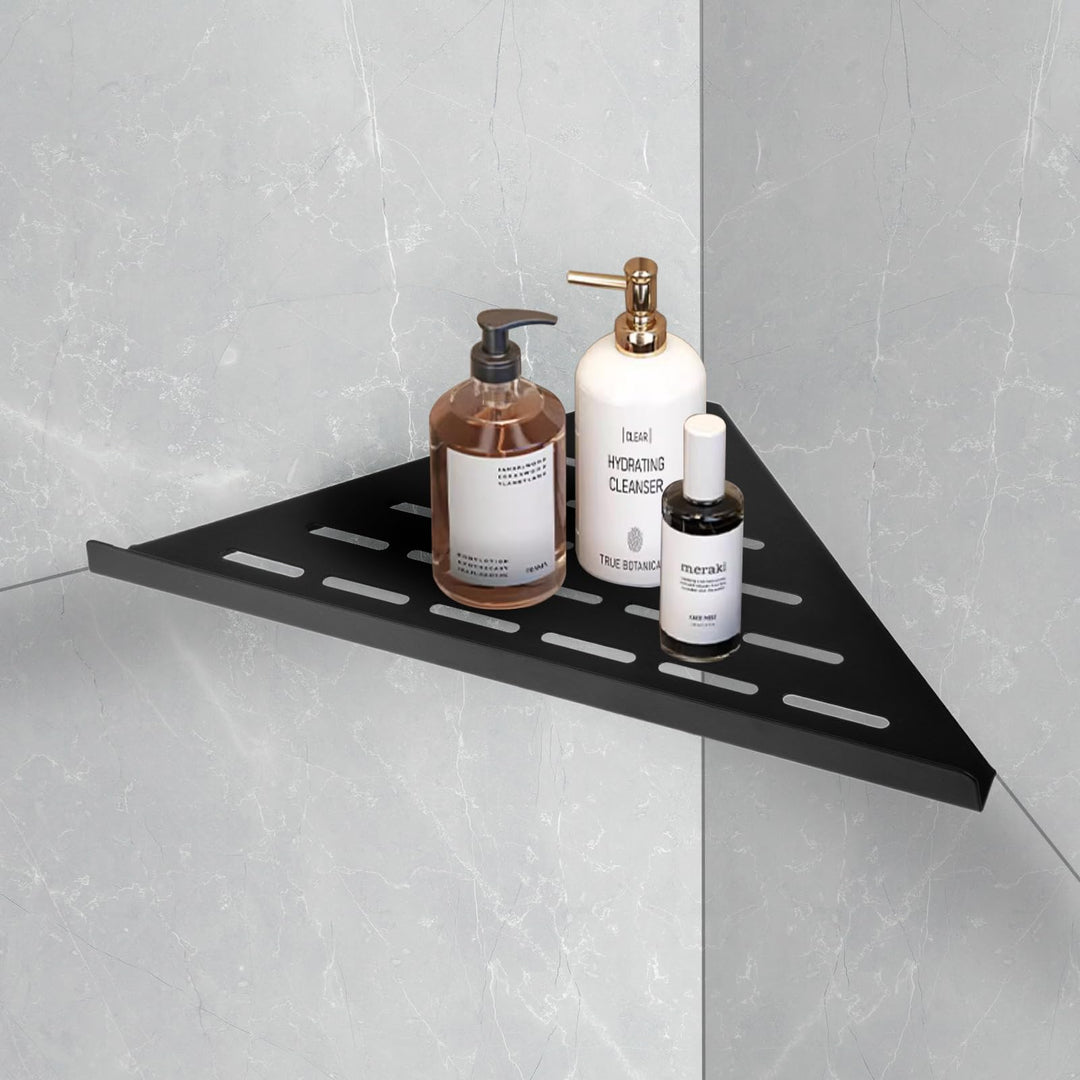 Duschablage Eckablage Dusche ohne Bohren Edelstahl Schwarz 1 Stück | Eckregal Duschablage mit Montag