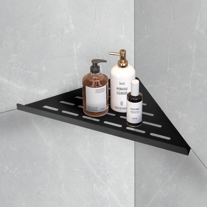 Duschablage Eckablage Dusche ohne Bohren Edelstahl Schwarz 1 Stück | Eckregal Duschablage mit Montag