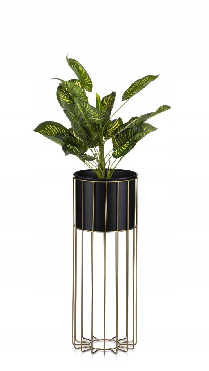 HowHomely Moderne Blumenständer Metall 55 cm Hoch mit Schwarz Blumentopf Rund 19 cm Ø auf Robuste Go
