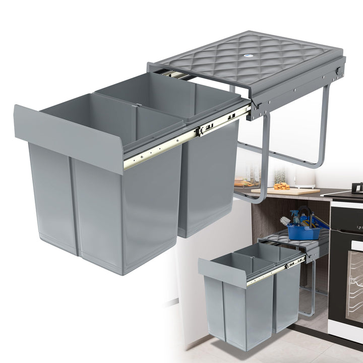 HENGMEI Einbaumülleimer Unterschrank Einbau-Mülleimer Küche Abfalleimer Ausziehbarer Abfallsammler M