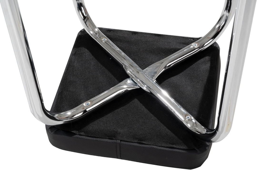 Sitzhocker 2er Set - Stapelbar - Belastbar bis 90 kg - 36x47x36 cm - Schwarz - Chromfarben - Metall