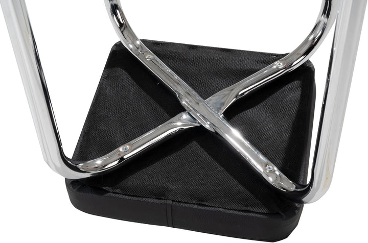 Sitzhocker 2er Set - Stapelbar - Belastbar bis 90 kg - 36x47x36 cm - Schwarz - Chromfarben - Metall