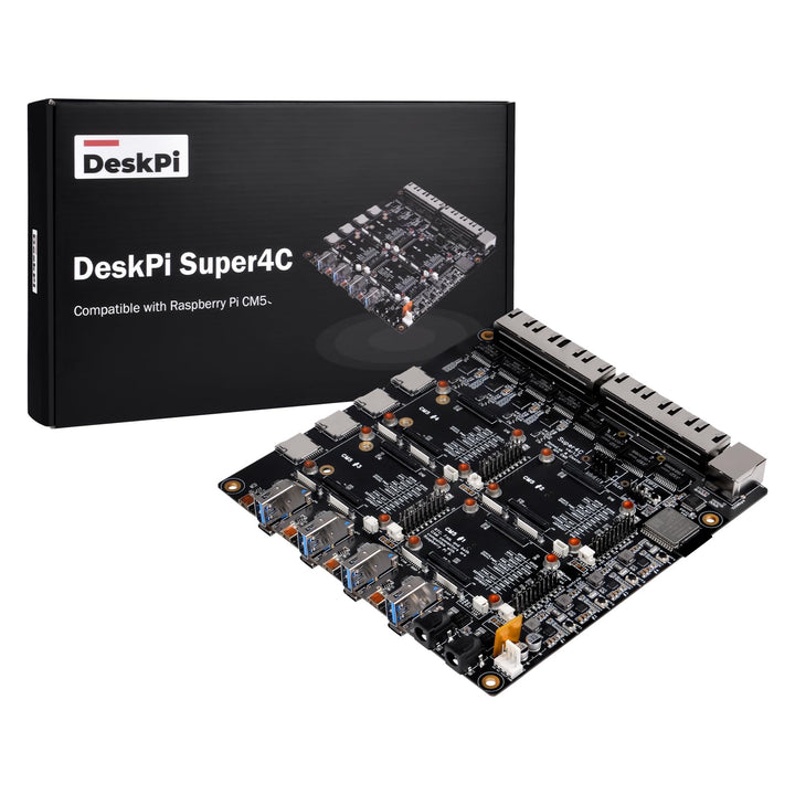 DeskPi Super4C für Raspberry Pi Compute Module 5, Cluster Mini-ITX Board Unterstützt 4 CM5, 2.5GbE +