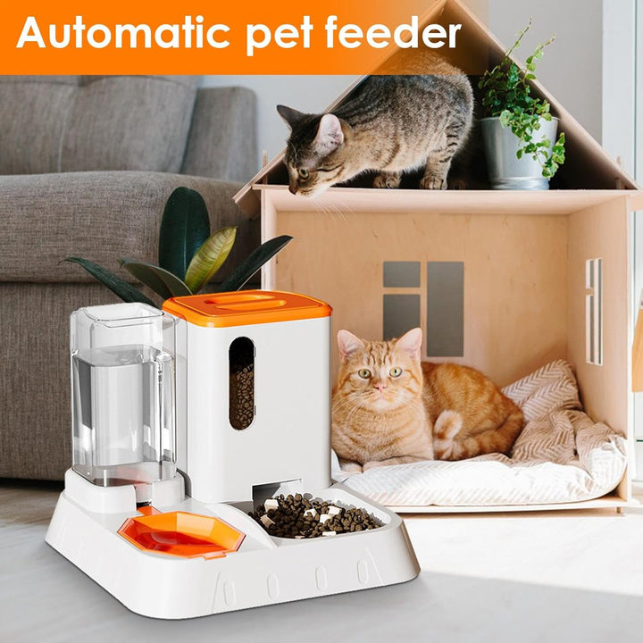 Futter- Und Wasserspender Für Katzen, Automatischer Futterautomaten Für Katzen & Kleine Hunde, 2 In
