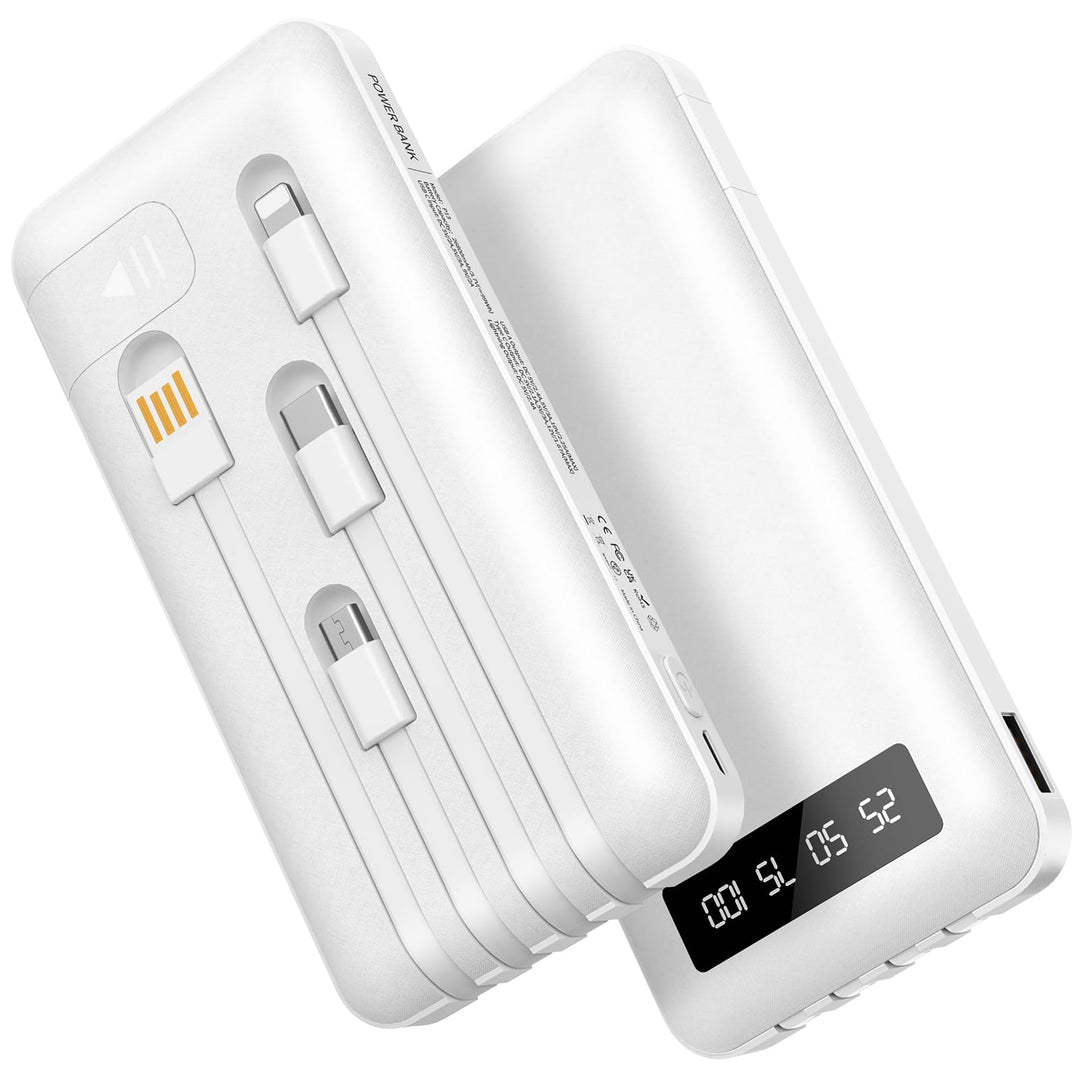 Powerbank 26800mAh 22.5W mit 4 Kabel, Power Bank USB C Schnellladefunktion mit LED Display & Halteru