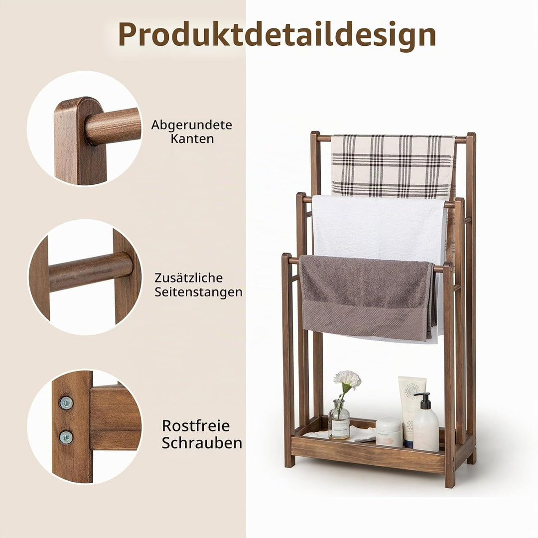 LIFEZEAL Handtuchständer Stehend, Duschtuchhalter Handtuchhalter Holz, Badetuchhalter Freistehend mi