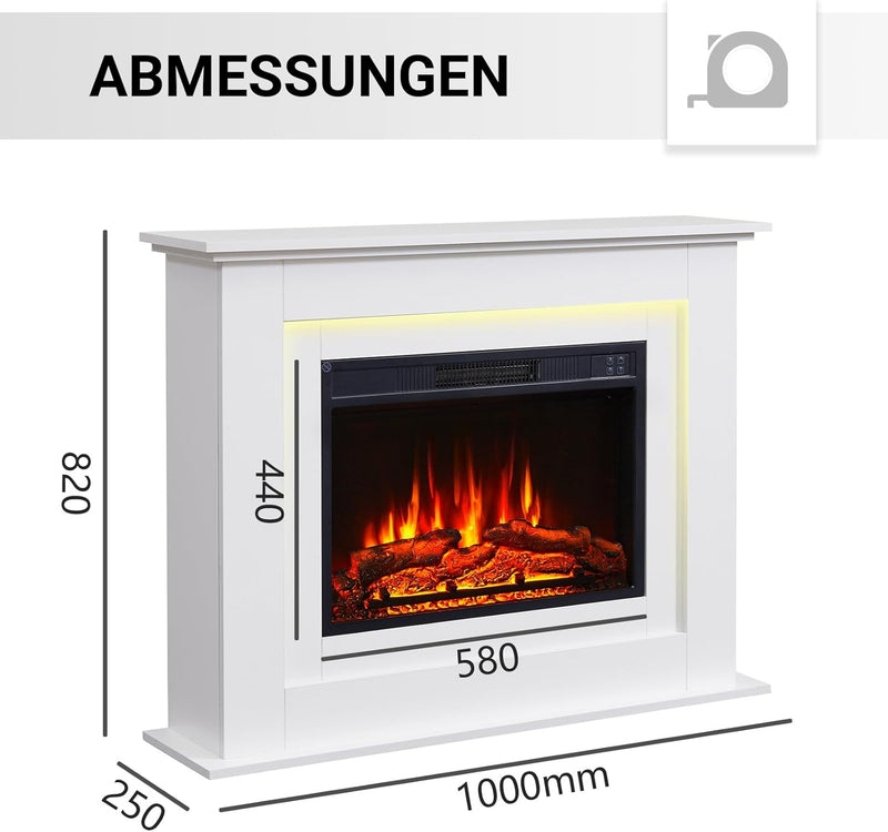 BALDERIA Frida Elektrokamin - Elektrischer Standkamin mit zusätzlichem Fach und Heizung 2000 W, real