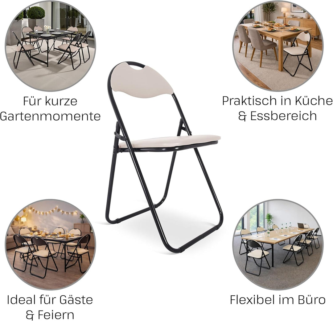 MACOShopde by MACO Möbel Raburg Gästestuhl 6er Set Paul - in BEIGE, stabiles Faltstuhl + Klappstuhl-