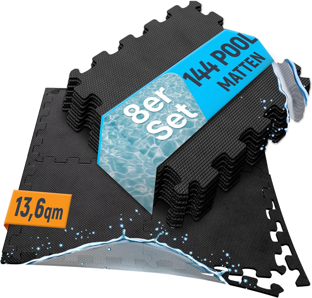 NEOLYMP 144 Stück Pool Unterlage Outdoor zuschneidbar - Whirlpool Unterlegmatte rutschfest und langl