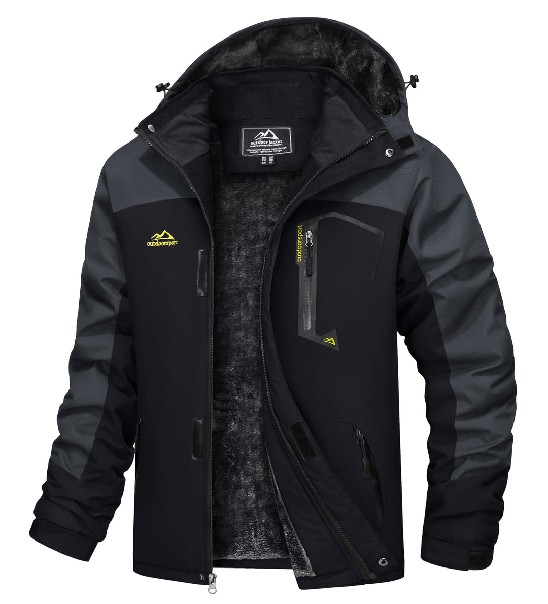 TACVASEN Herren Winter Wasserdichte Winddichte Winterjacke Warme Fleece-Futter Ski Regenmantel mit K