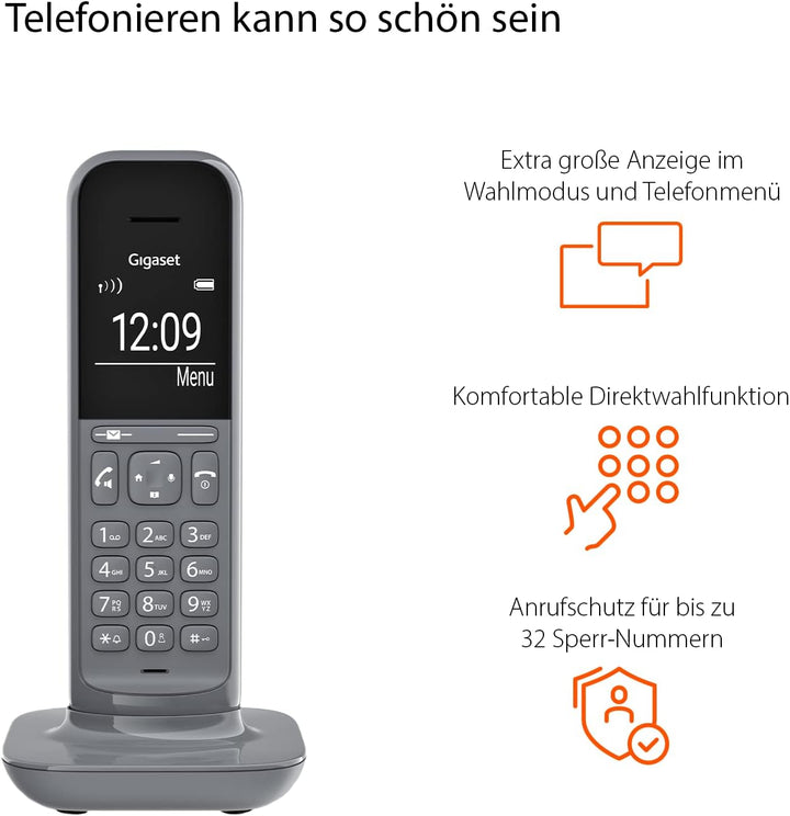 Gigaset CL390HX - Design DECT-Mobilteil mit Ladeschale - Fritzbox-kompatibel - Schnurloses Telefon f
