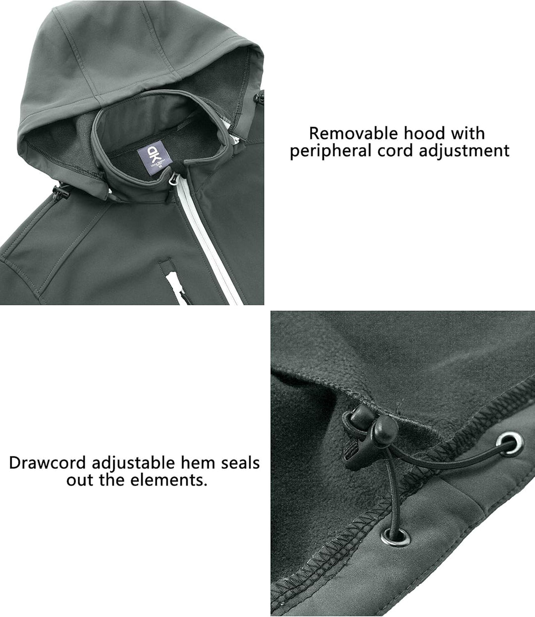 Little Donkey Andy Softshelljacke für Herren mit abnehmbarer Kapuze, Fleecefutter und Wasserabweisen