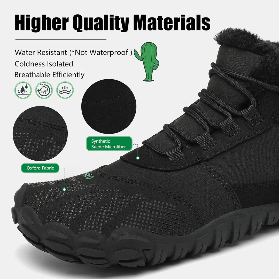 SAGUARO Barfussschuhe Gefüttert Herren Winterschuhe Damen Warm Winterstiefel, Schwarz