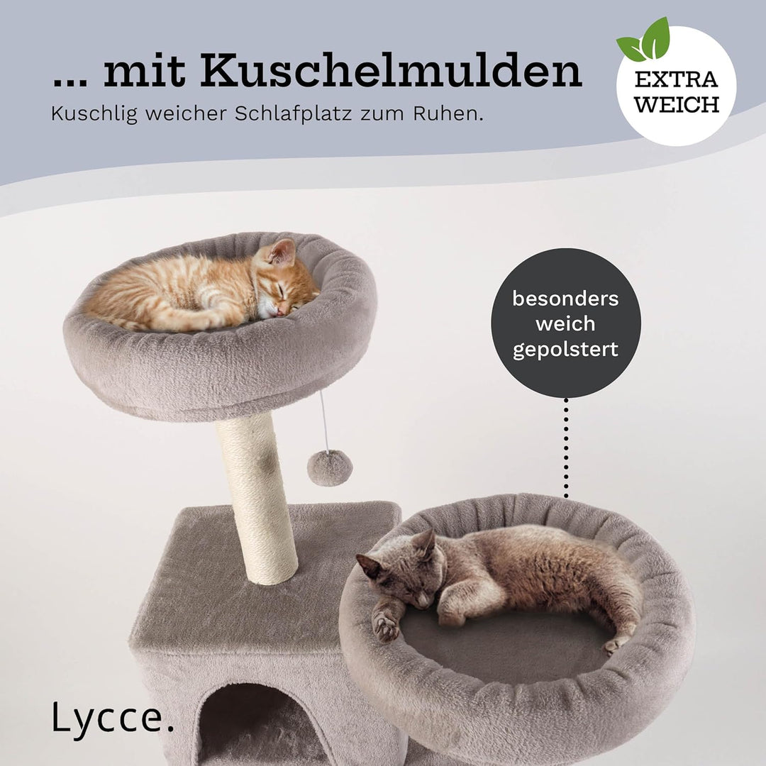 Lycce Kratzbaum gross Royal 145 cm hoch mehrstöckiger Katzenbaum inkl. 10 Kratzsäulen mit vollständi
