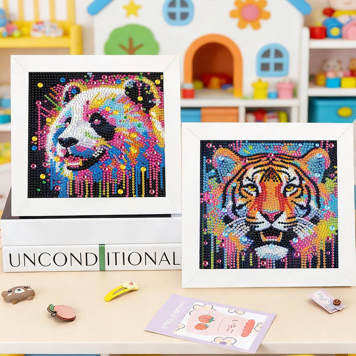 Yunruily 6er Set Diamond Painting Kinder - Funny Tiere Diamant Painting Kinder,Diamond Painting Kind