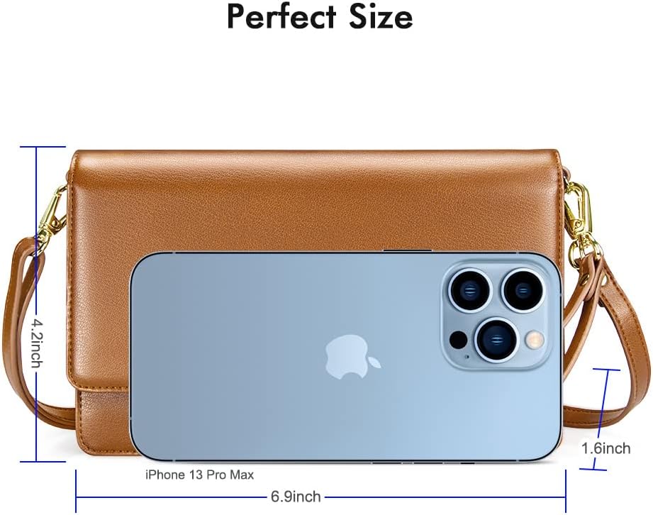 nuoku Kleine Umhängetasche für Frauen, Handytasche zum Umhängen, RFID-Kartenhalter, Geldbörse und Ha