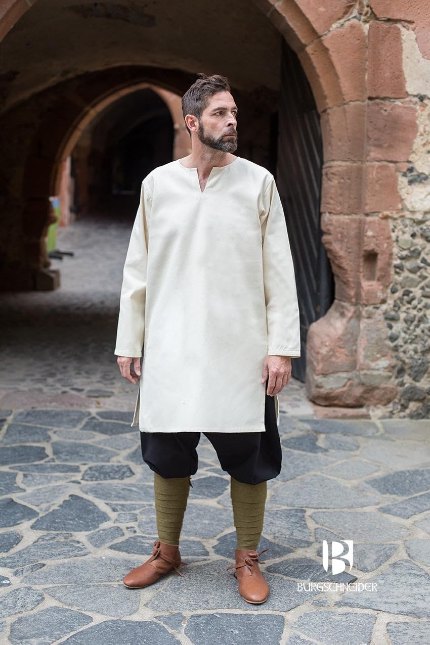 Burgschneider - Mittelalter Tunika/Untertunika „Leif“ - Natur (M, für Damen & Herren, Baumwolle) His