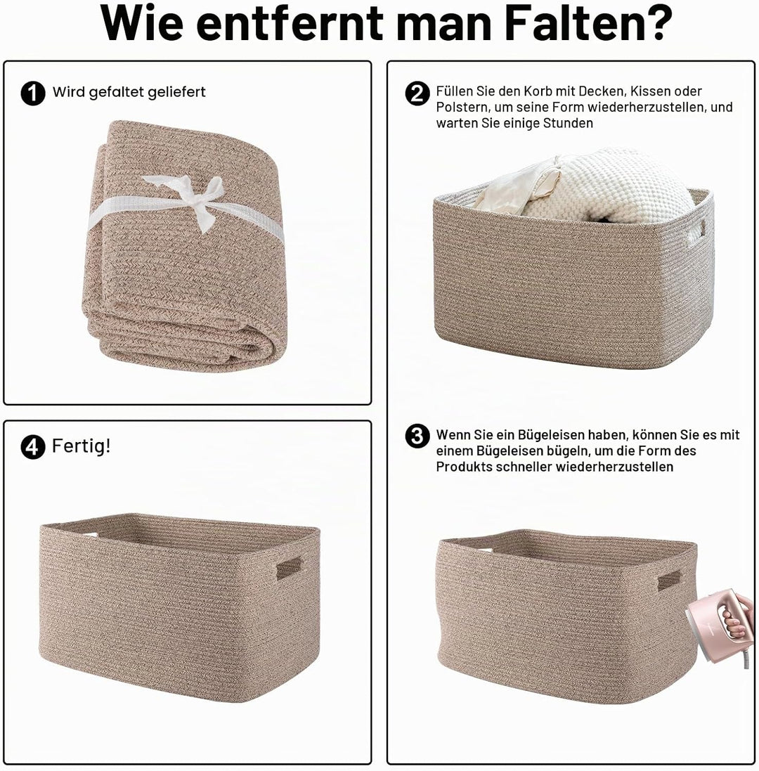 OIAHOMY Baumwollseilkorb, rechteckig, gewebt, für Kinderzimmer, Deckenkorb, Spielzeug-Aufbewahrungsk