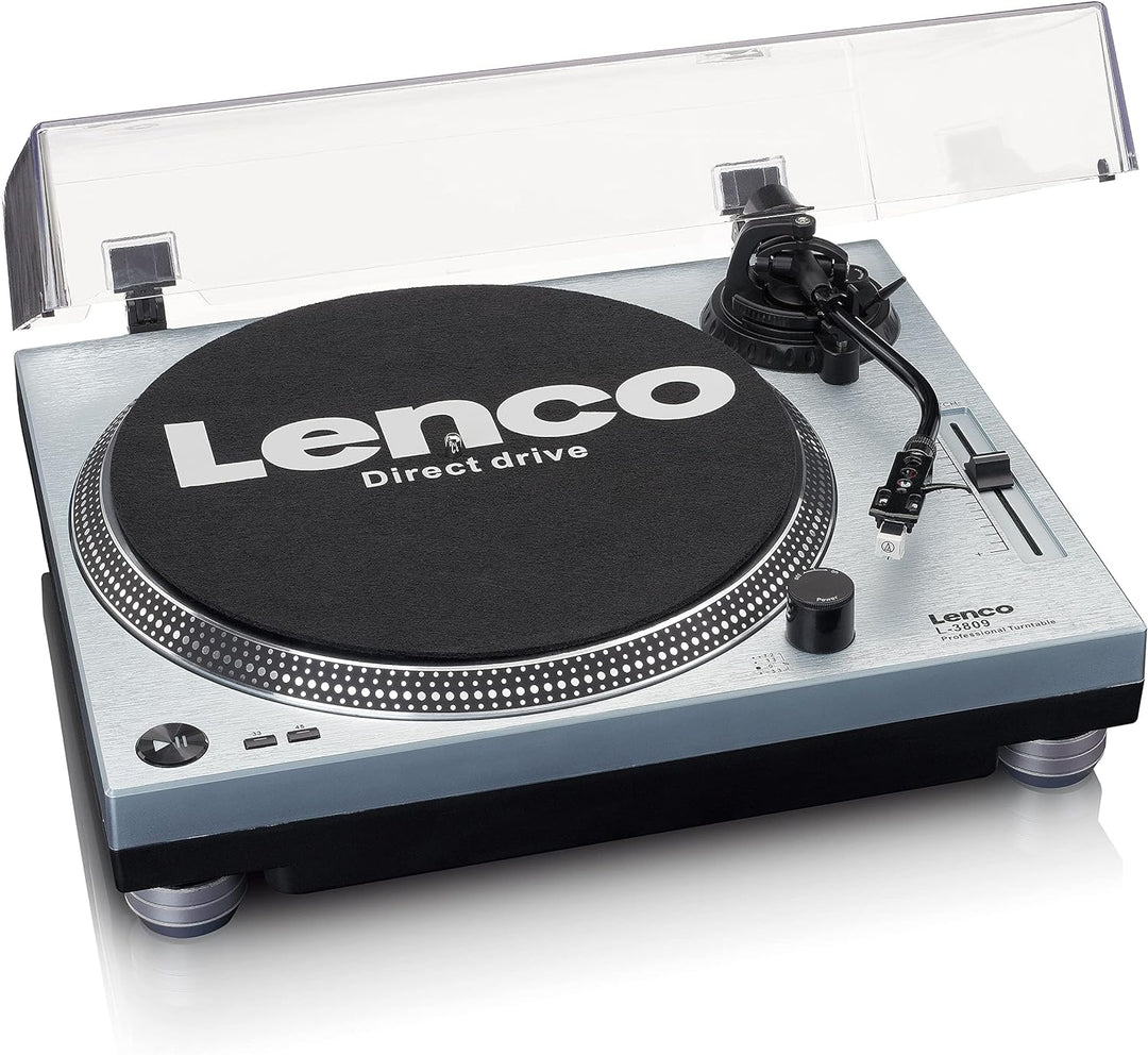 Lenco L-3809 Plattenspieler - DJ Plattenspieler mit Direktantrieb - USB - Vorverstärker - 33 und 45