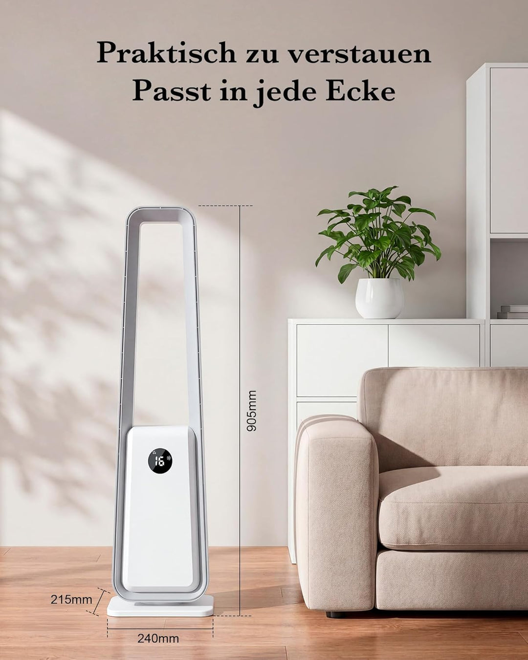 Rotorloser Ventilator, Turmventilator mit Fernbedienung, Standventilator ohne Rotorblätter, 24 Gesch