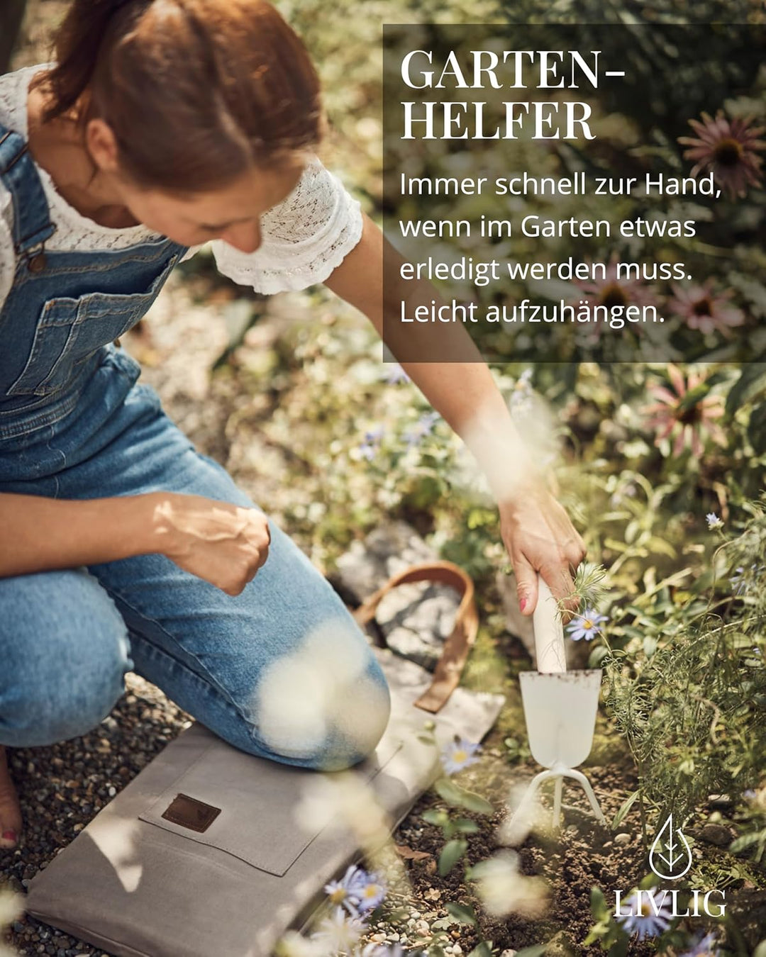 LIVLIG Gartenwerkzeug Set 3-teilig, hochwertige Gartengeräte aus Stahl & Eichenholz Made in Europa,