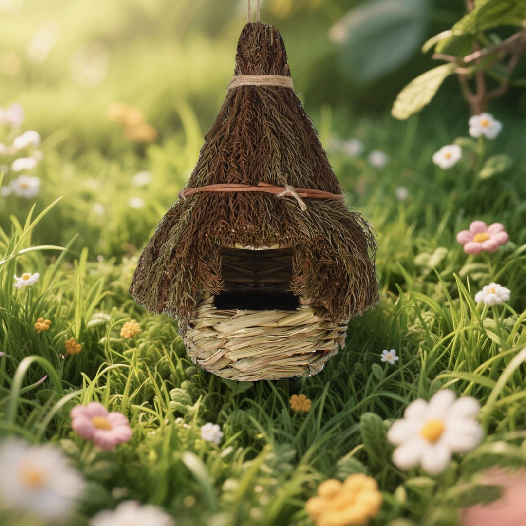 Handgewebte Gras Vogelnester, Hängendes Vogelhaus, Vogelnest Hausgarten, Nisttaschen für Vögel, Natü