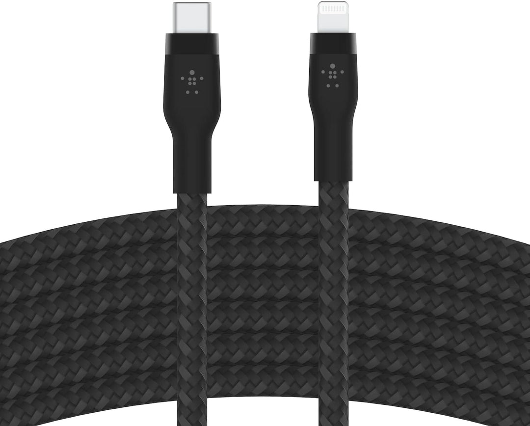 Belkin BoostCharge Pro Flex geflochtenes USB-C/Lightning-Kabel, 3 m, MFi-zertifiziert, 20 W, zum Sch