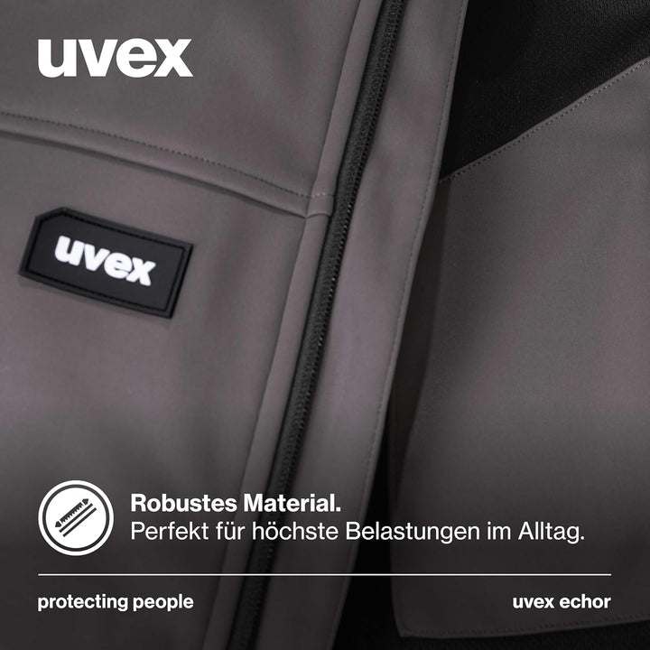 Uvex Echor Softshell-Arbeitsjacke für Herren - atmungsaktiv & wasserabweisend, Grau