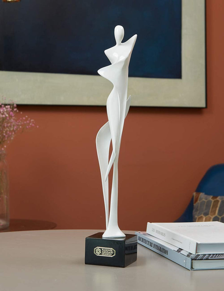 NENBOLEC Modern Skulptur Dekor Frau Statue Figuren Wohnzimmer Kunst Arts Polyresin Weiss Geschenk 42