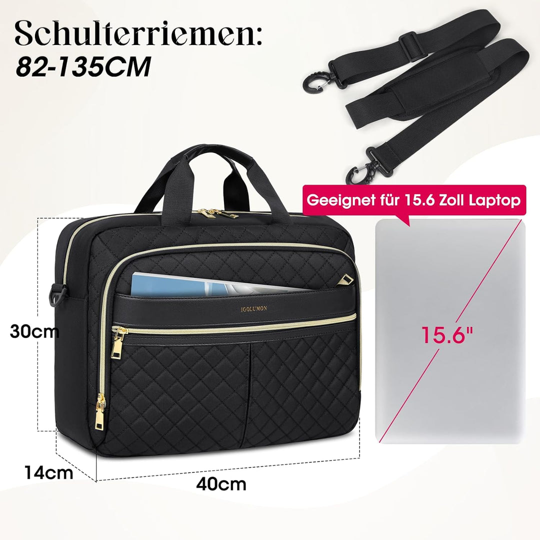 IGOLUMON Laptoptasche Damen 17,3 Zoll Aktentasche Wasserdichte Laptop Notebook Tasche Arbeitstasche