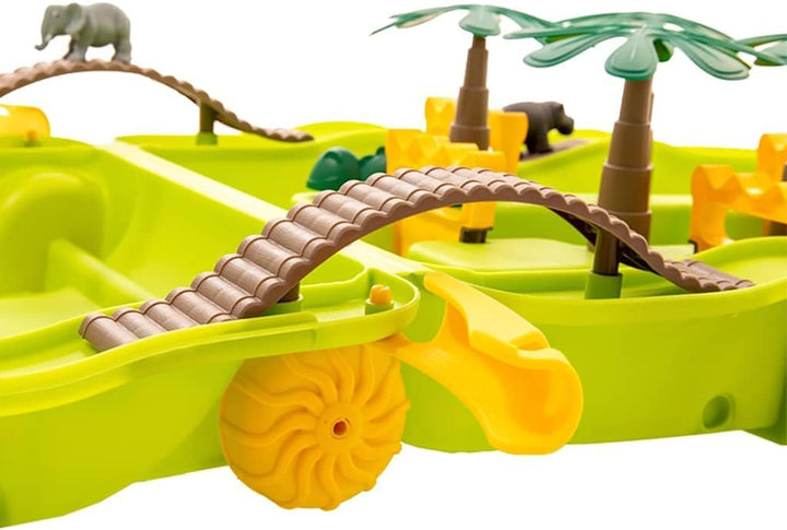 vidaXL Wasserspiel Koffer Jungle, Wasserbahn als Transportkoffer, Wasserspieltisch für Kinder ab 12