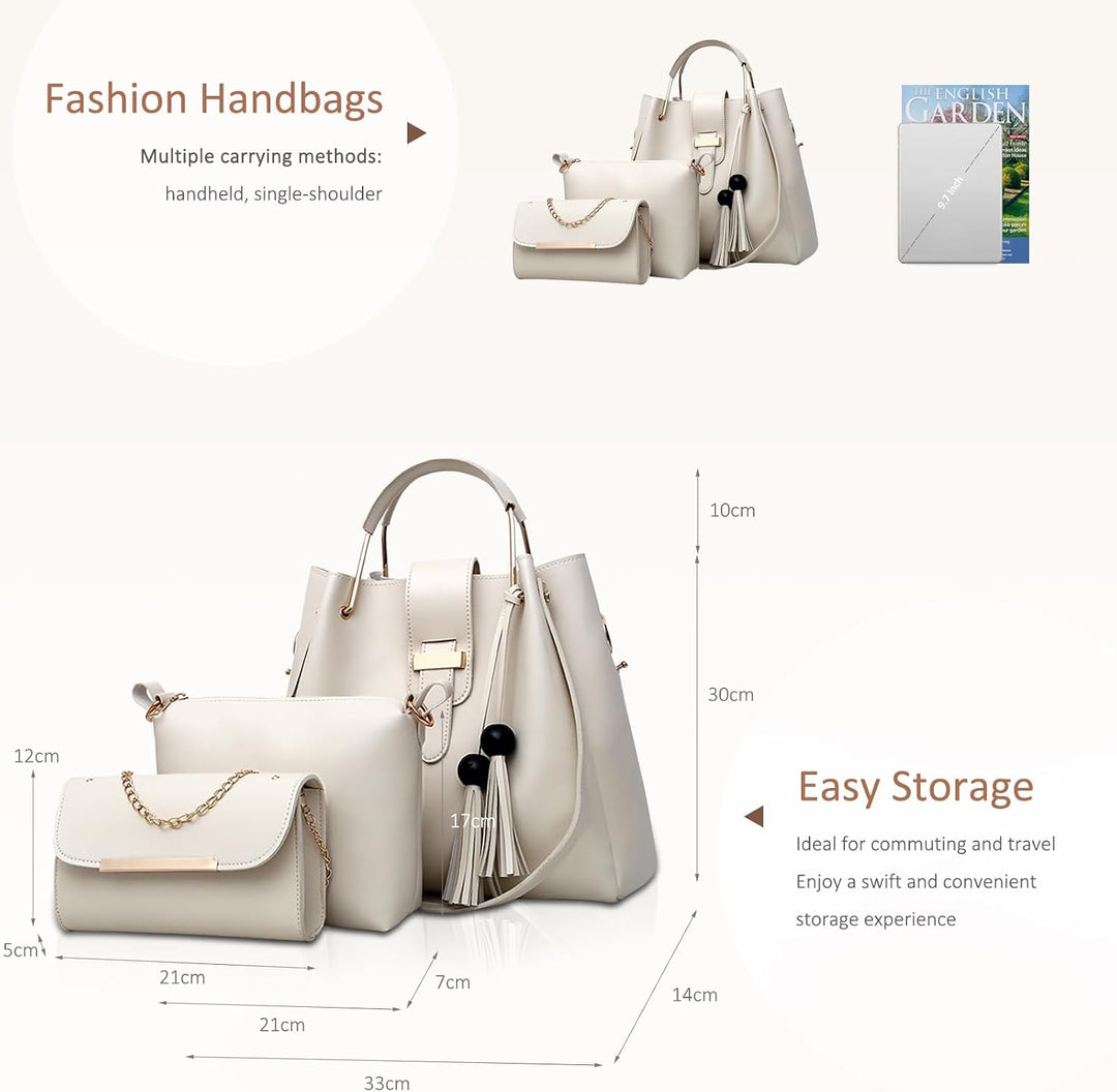 NICOLE &amp; DORIS Damen Handtaschen 3 Stück Taschen für Damen Kette Tasche Top-Griffe Schultertaschen P