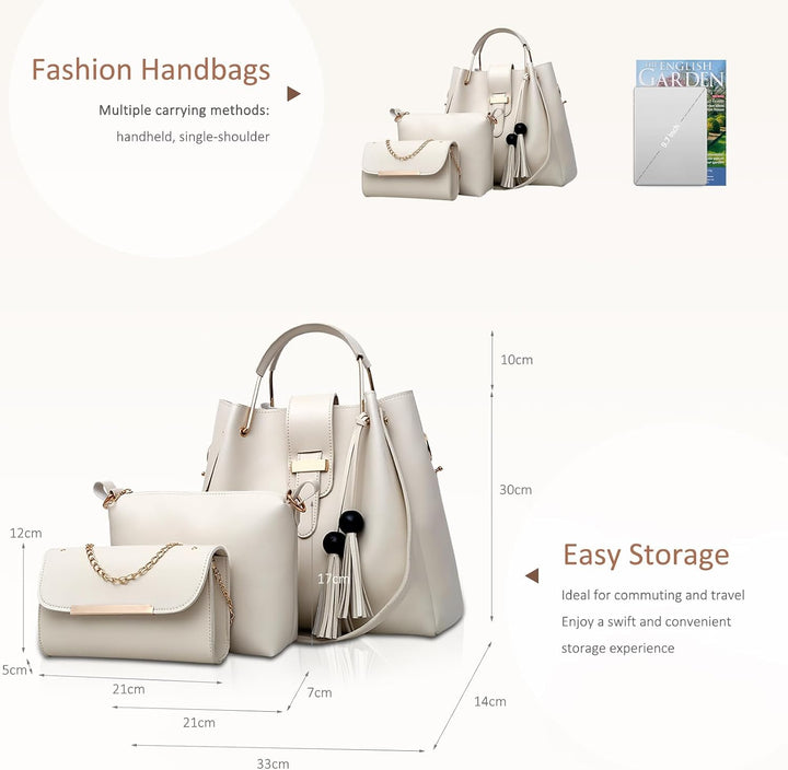 NICOLE &amp; DORIS Damen Handtaschen 3 Stück Taschen für Damen Kette Tasche Top-Griffe Schultertaschen P