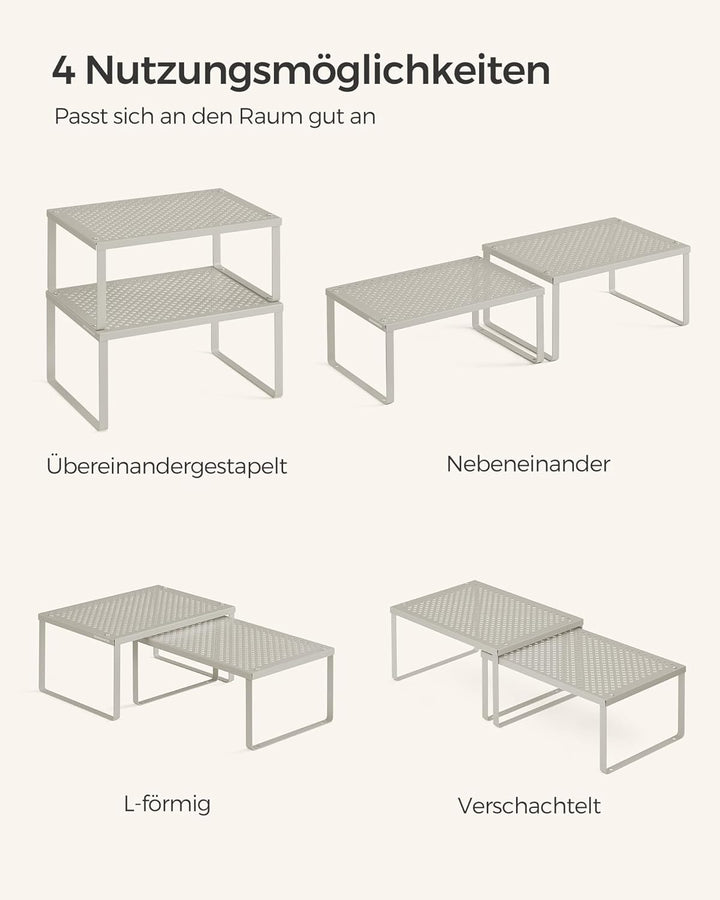 SONGMICS Gewürzregal, 4er Set, Küchenregal, Küchen-Organizer, Küche, Gewürzhalter, erweiterbar, stap