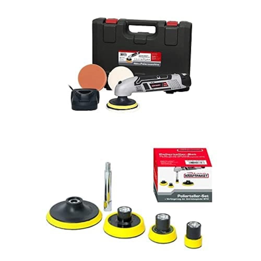 Bundle aus Dino KRAFTPAKET Mini Akku Poliermaschine Set mit Koffer &amp; Zubehör + Dino KRAFTPAKET Set M