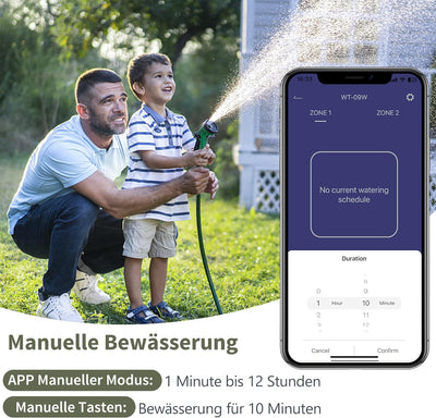 Diivoo Bewässerungscomputer WLAN 2 Ausgänge mit RFID-Gateway, Smart Wasserzeitschaltuh mit App, 6 Be