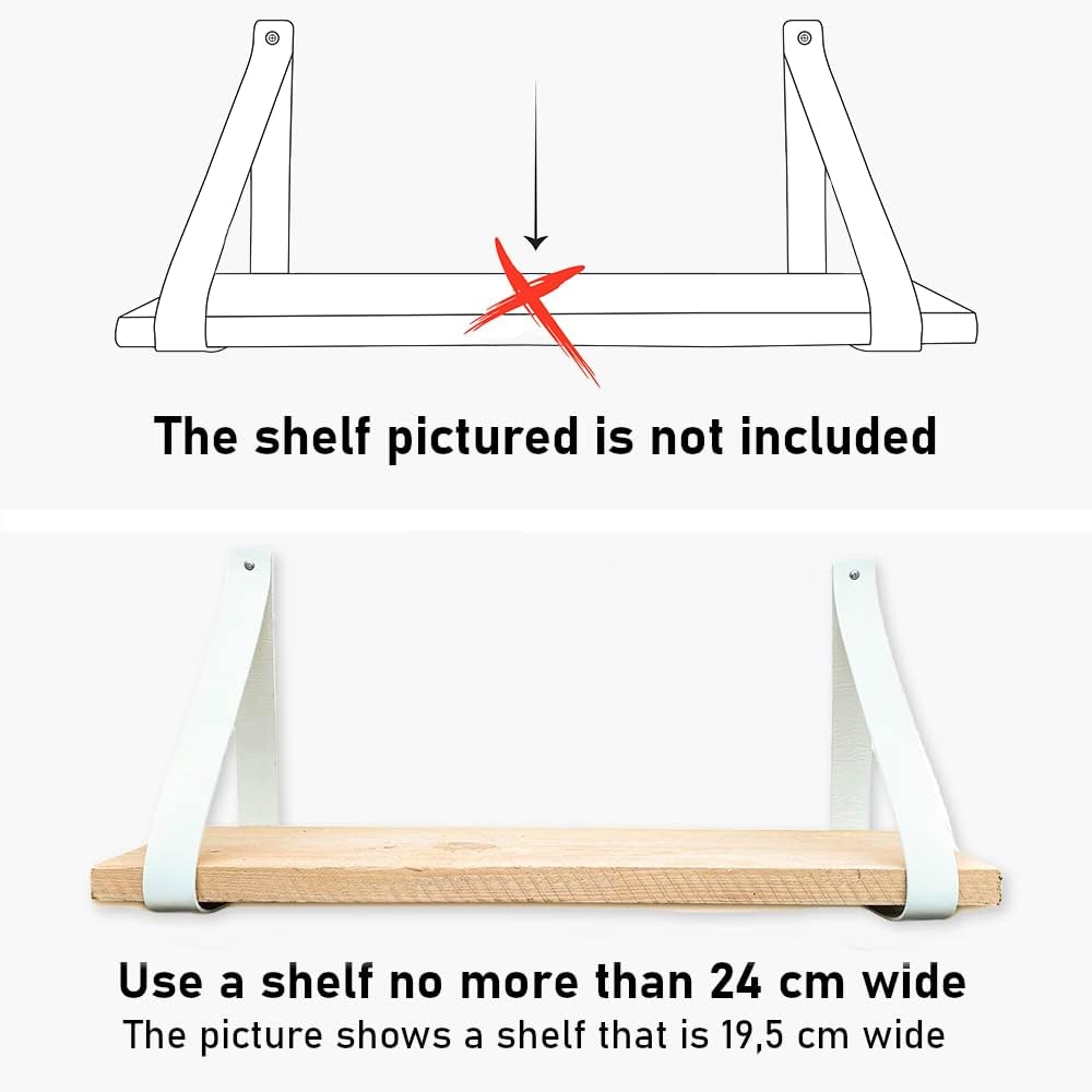 Brute Strength - Regalträger Leder - Weiss - 4 Stück - Regalstützen - Wandstützen - Regalriemen - Vo