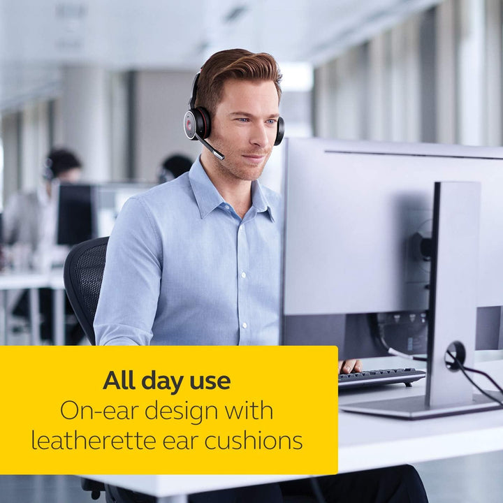 Jabra Evolve 75 MS Wireless Stereo On-Ear Headset - Microsoft zertifizierte Kopfhörer mit langlebige