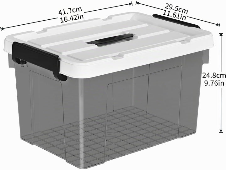 Cetomo 20L*4 Plastic Storage box, Tote box,Organizing Container with Durable Lid and Secure Latching