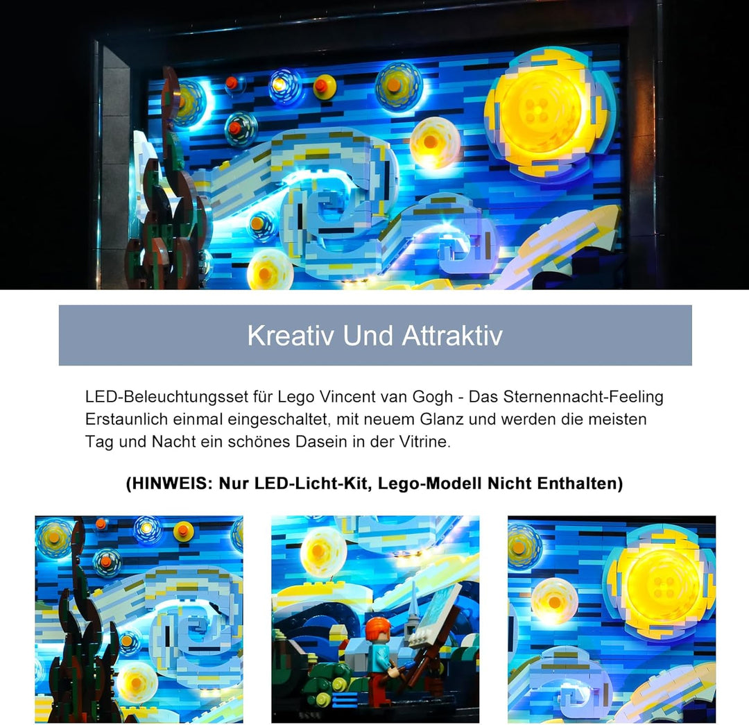 Fernbedienung Licht-Kit für Lego 21333 Ideas Vincent Van Gogh The Starry Night (Kein Lego-Modell), L